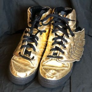 JEREMY SCOTT ADIDAS Gold Hightop WINGS 8.5